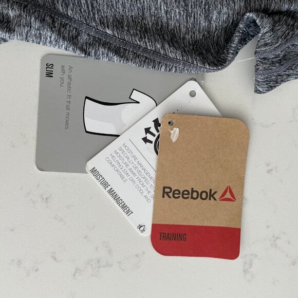 Reebok Training Perfect Cap Sleeve V Neck Slim Top Black Heather Sz XS NWT - Picture 7 of 13